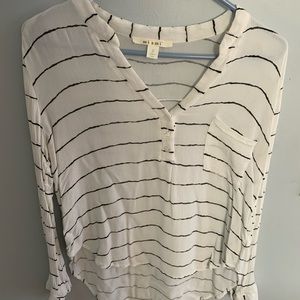 black and white striped blouse